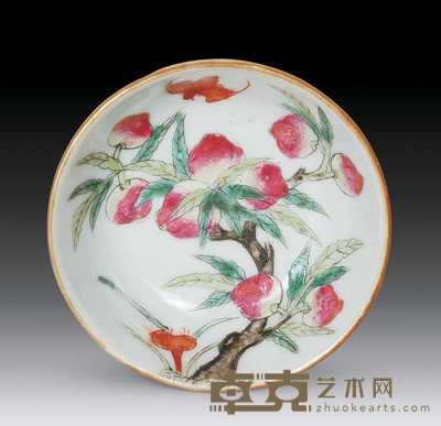 清宣统 粉彩九桃小盘 3×7cm